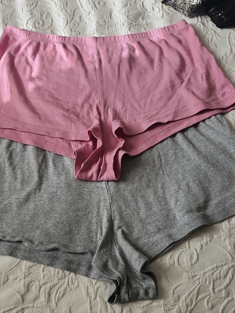 Women’s Pink & Gray Cotton Lounge Shorts - Soft Sleepwear